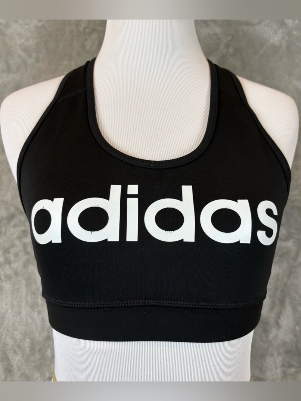 Adidas Black Sports Racerback Bra w/White Logo